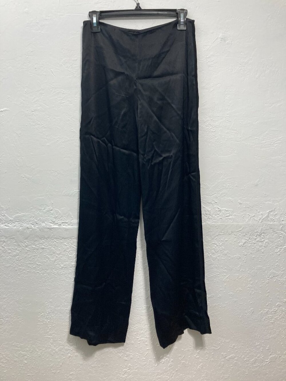VINCE Liquid Satin Wide Leg Pants Black Quiet Luxury Side Zip Minimalism Size 0 - Picture 1 of 14